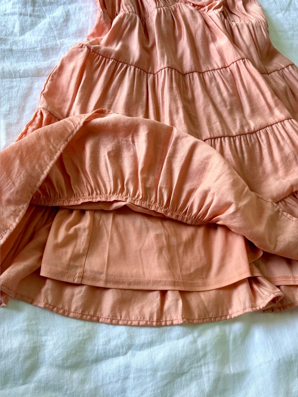 Blu Pepper Coral Tiered Mini Dress Small Ruffle Sleeve Boho Babydoll Rayon - Picture 8 of 12